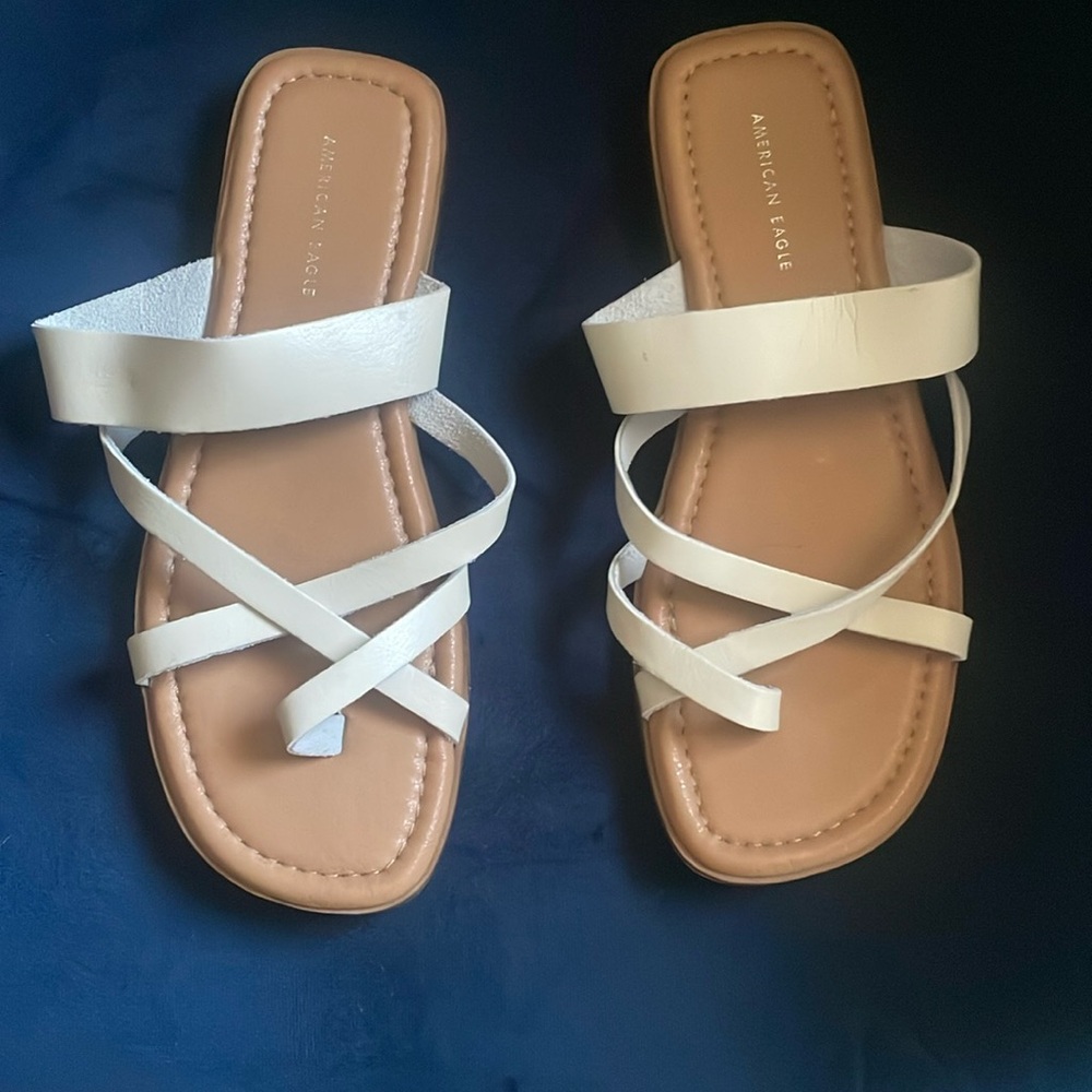 Cream and tan American eagle sandals - 6
